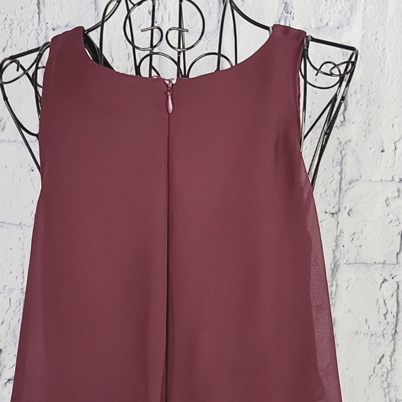 S.L. FASHIONS Wine Sequined and Beaded Ruffled Cut Out Dressy Dress Size 8 - Picture 6 of 9